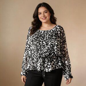 GEORGE | Black & White Sheer Tunic Top Sz 3X